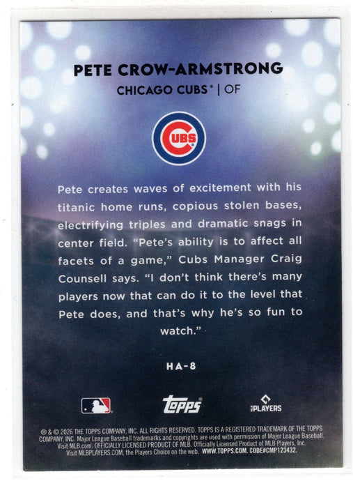 2026 Topps Series 1 Pete Crow-Armstrong #HA-8 Home Field Advantage SSP