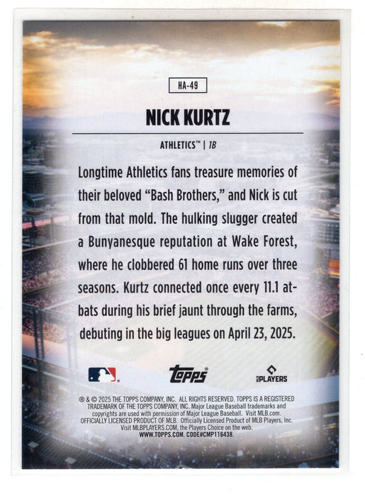 2026 Topps Series 1 Nick Kurtz #HA-49 Home Field Advantage RC Rookie SSP