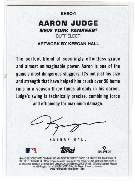 2025 Topps Update Aaron Judge #KHAC-4 Artwork by Keegan Hall