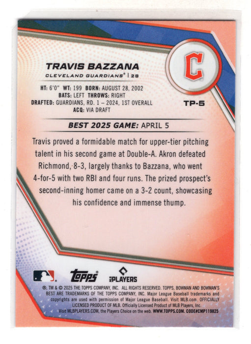 2025 Bowman's Best Travis Bazzana #TP-5 Purple Mojo Refractor RC Rookie /250