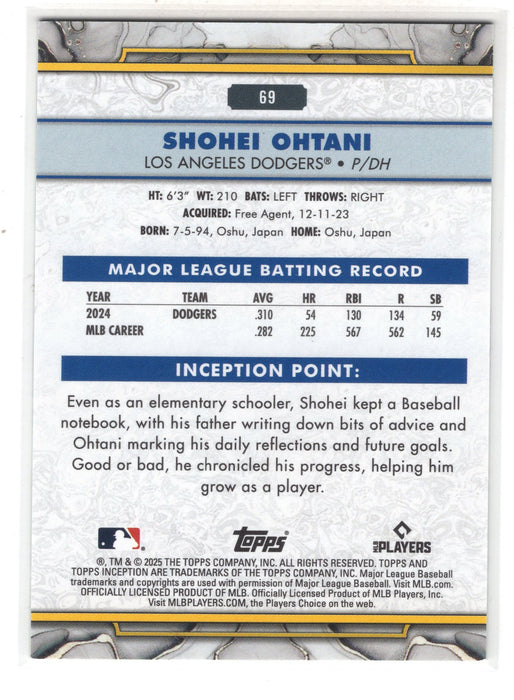 2025 Topps Inception Shohei Ohtani #69 Green E