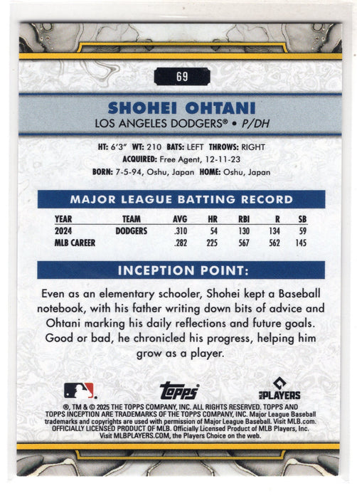 2025 Topps Inception Shohei Ohtani #69 G