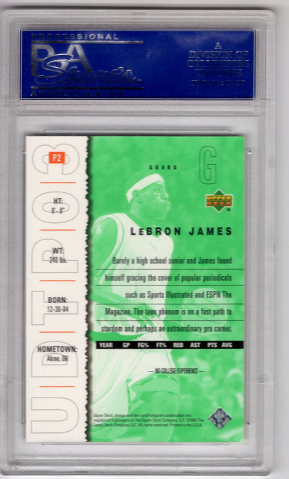 2003 UD Top Prospects LeBron James #P2 Promo RC Rookie PSA 10