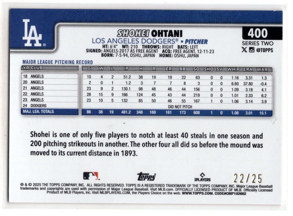 2025 Topps Series 2 Shohei Ohtani #400 Wood Variation /25