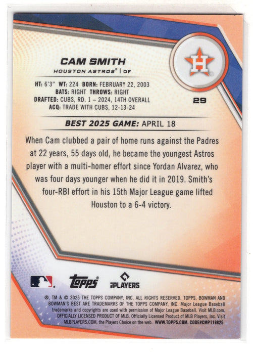 2025 Bowman's Best Cam Smith #29 Orange RC Rookie /25