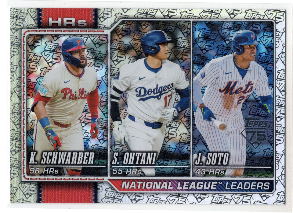 2026 Topps Series 1 Shohei Ohtani Juan Soto Kyle Schwarber #84 NL HR Leaders 75 Anniversary Foil /75