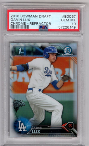 2016 Bowman Draft Gavin Lux #BDC67 Chrome Refractor RC Rookie PSA 10