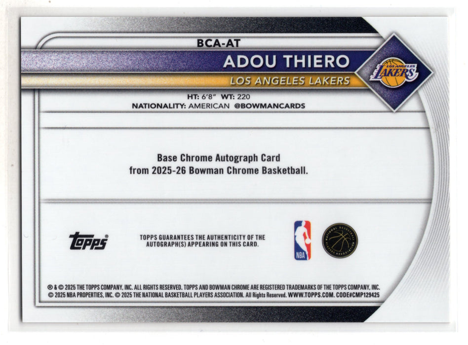 2025 Bowman Chrome Adou Thiero #BCA-AT Gold Shimmer RC Rookie Auto /50