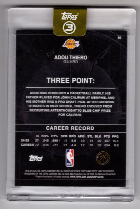 2026 Topps 3 Basketball Adou Thiero #96 Red RC Rookie /5