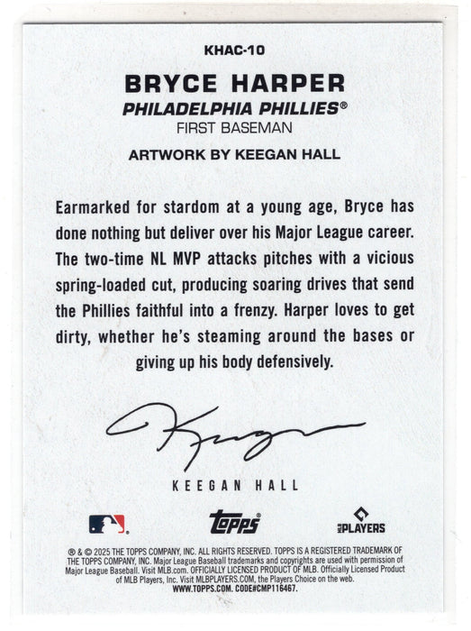 2025 Topps Update Bryce Harper #KHAC-10 Keegan Hall Art Card