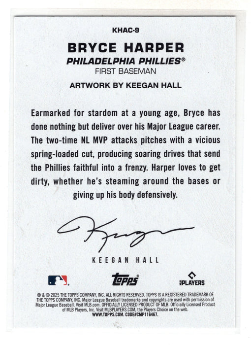 2025 Topps Update Bryce Harper #KHAC-9 Keegan Hall Art Card