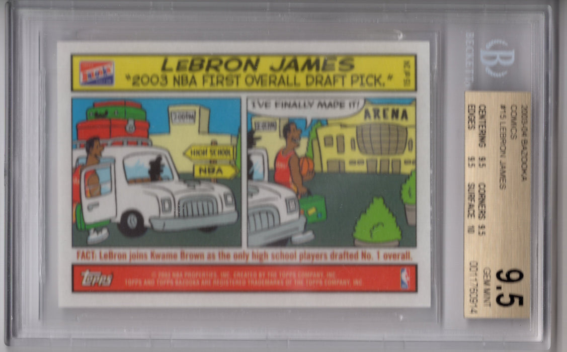 2003-04 Topps Bazooka Comics LeBron James #15 RC Rookie BGS 9.5