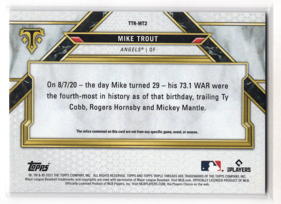 2021 Topps Triple Threads Mike Trout #TTR-MT2 GU Amethyst Jersey Patch /27