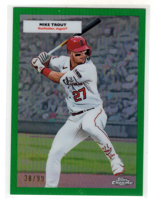 2025 Topps Chrome Platinum Mike Trout Nolan Ryan Double Headers Green /99