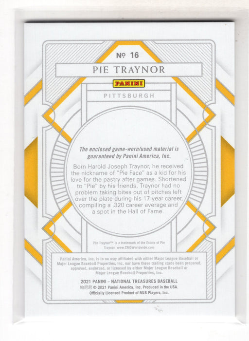 2021 Panini National Treasures Pie Traynor #16 GU Game Used Relic /99