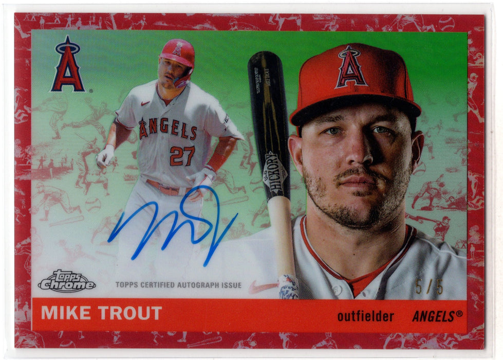 2025 Topps Chrome Platinum Mike Trout #CPA-MT Red Cream Toile Auto /5