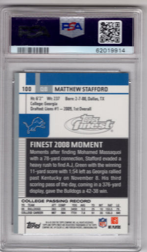 2009 Topps Finest Matthew Stafford #100 RC Rookie PSA 10