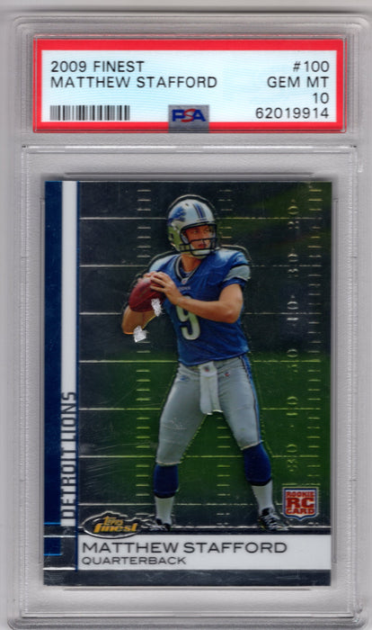 2009 Topps Finest Matthew Stafford #100 RC Rookie PSA 10