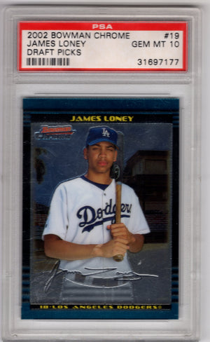 2002 Bowman Chrome James Loney #19 Draft Picks RC Rookie PSA 10