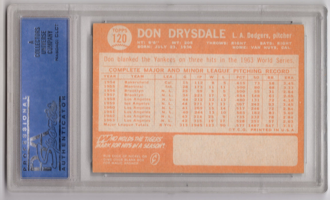 1964 Topps Don Drysdale #120 PSA 7