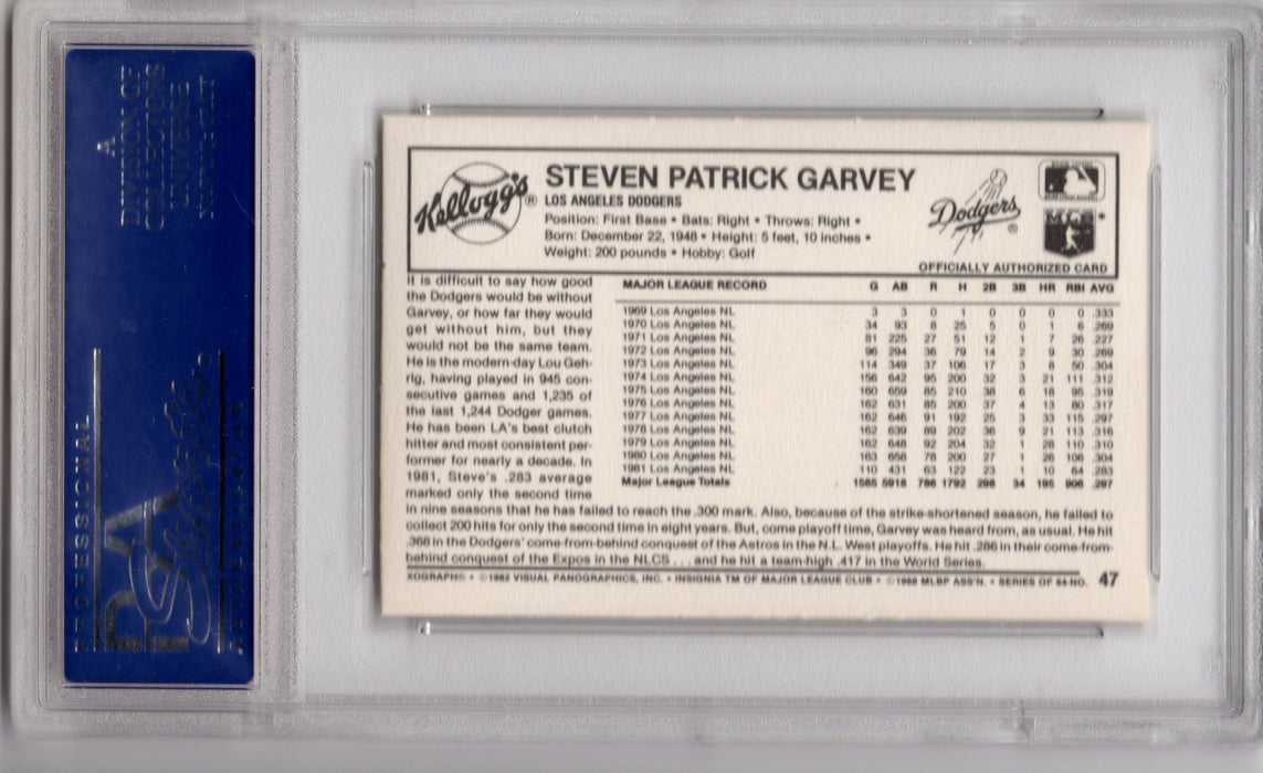 1982 Kellogg's Steve Garvey #47 PSA 10