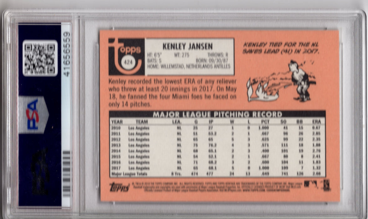 2018 Topps Heritage Kenley Jansen #424 PSA 10