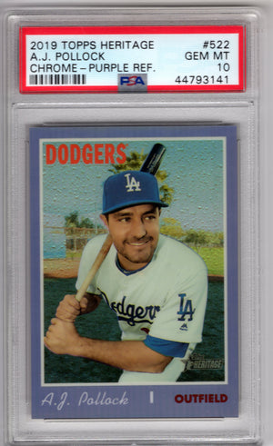 2019 Topps Heritage A.J Pollock #522 Chrome Purple Refractor PSA 10
