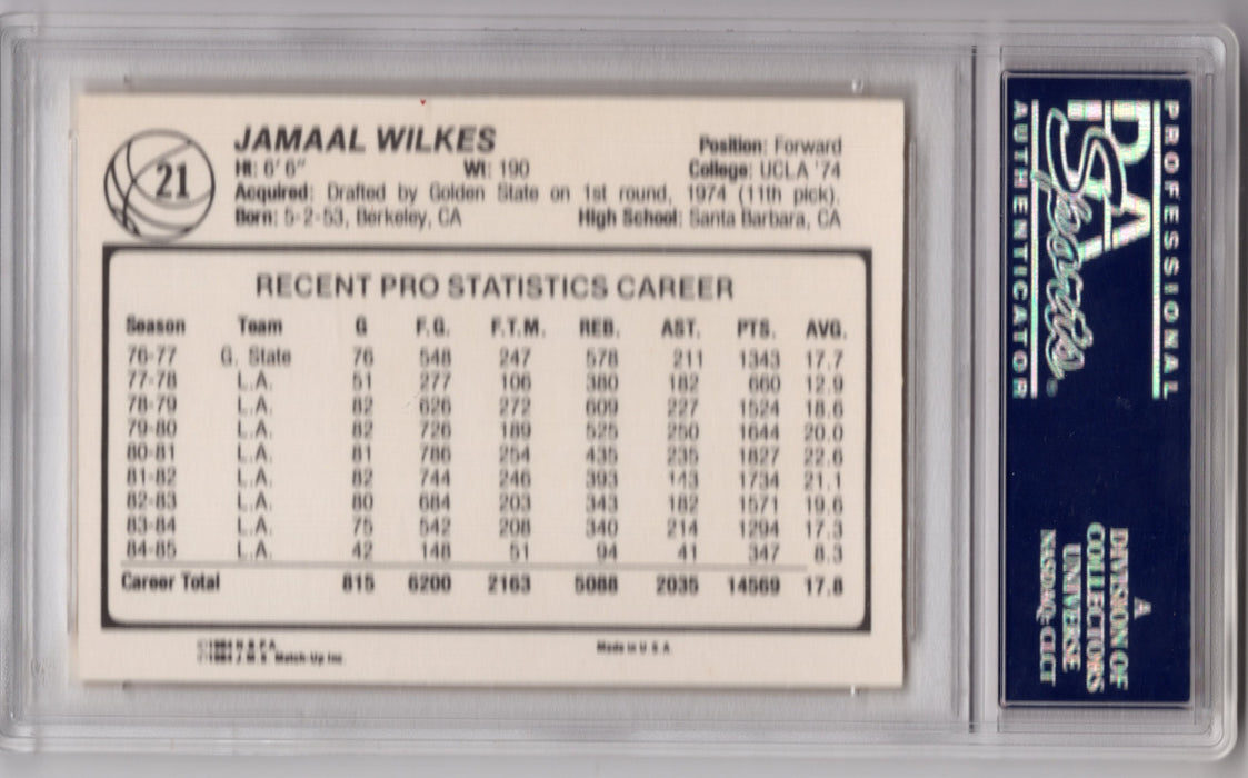 1985 JMS Game Jamaal Wilkes #21 Perforated PSA 10