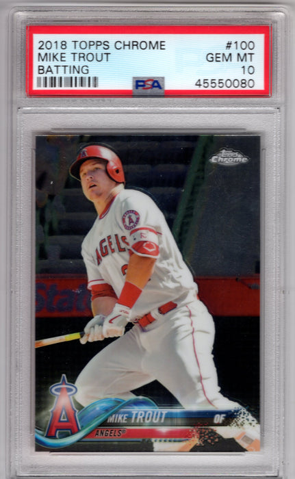 2018 Topps Chrome Mike Trout #100 Batting PSA 10