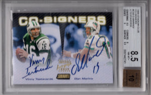 1999 Topps Stadium Club Co-Signers Dan Marino Vinny Testaverde #CS6 Dual Auto BGS 8.5 Auto 10