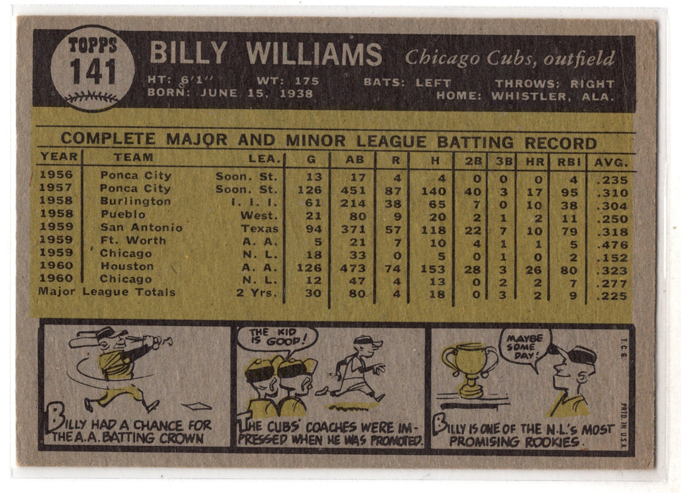 1961 Topps Billy Williams #141 RC Rookie