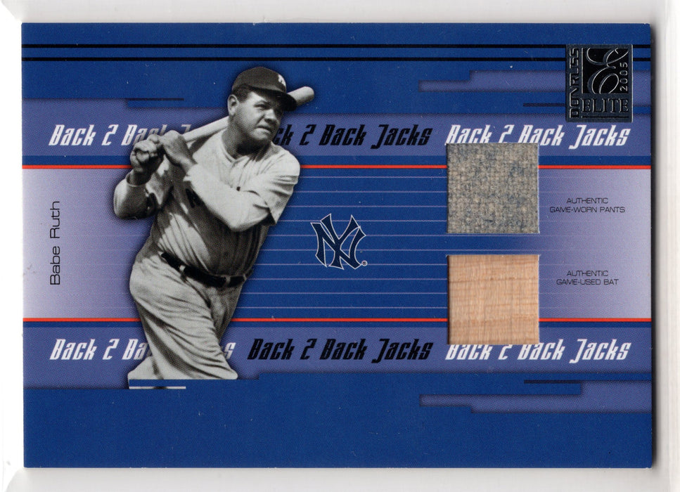 2005 Donruss Elite Babe Ruth #BBJ-4 Back 2 Back Jacks GU Game-Used Dual Relic /25