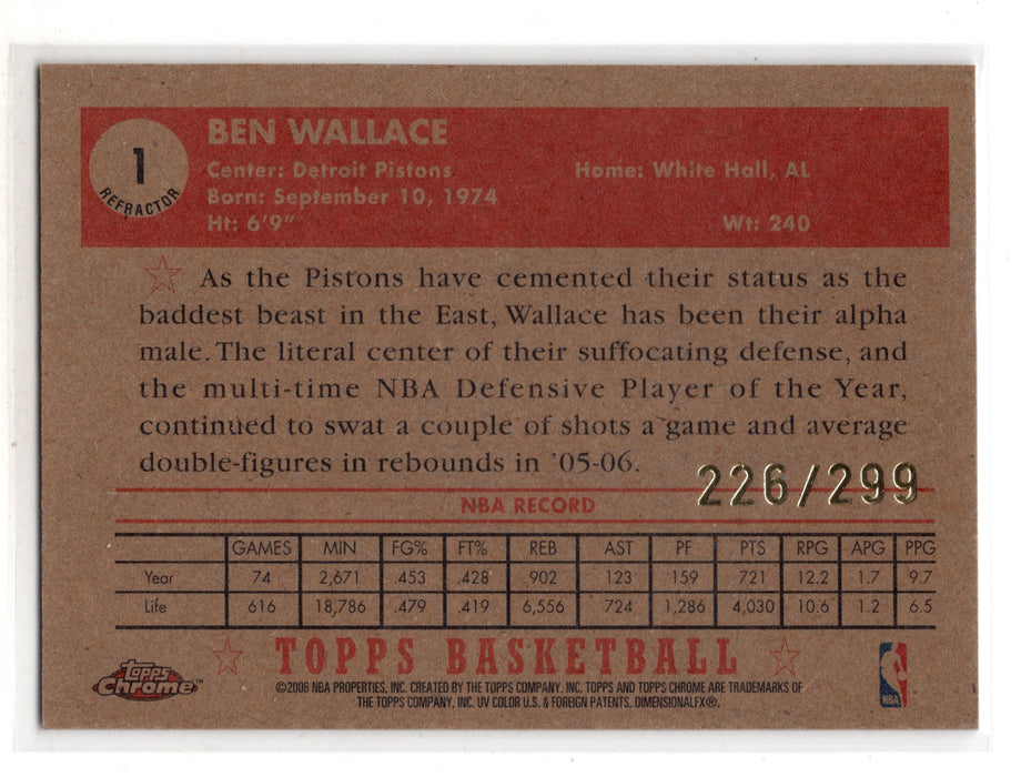 2006 Topps 1952 Style Ben Wallace #1 Chrome Refractor /299