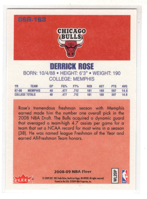 2009 Fleer Derrick Rose #86R-163 86'-87' Rookies RC