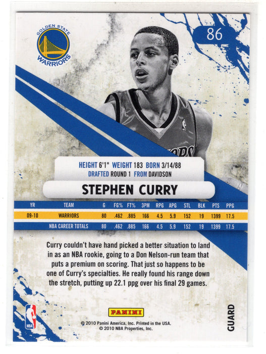2010 Panini Rookies & Stars Stephen Curry #86 RC Rookie