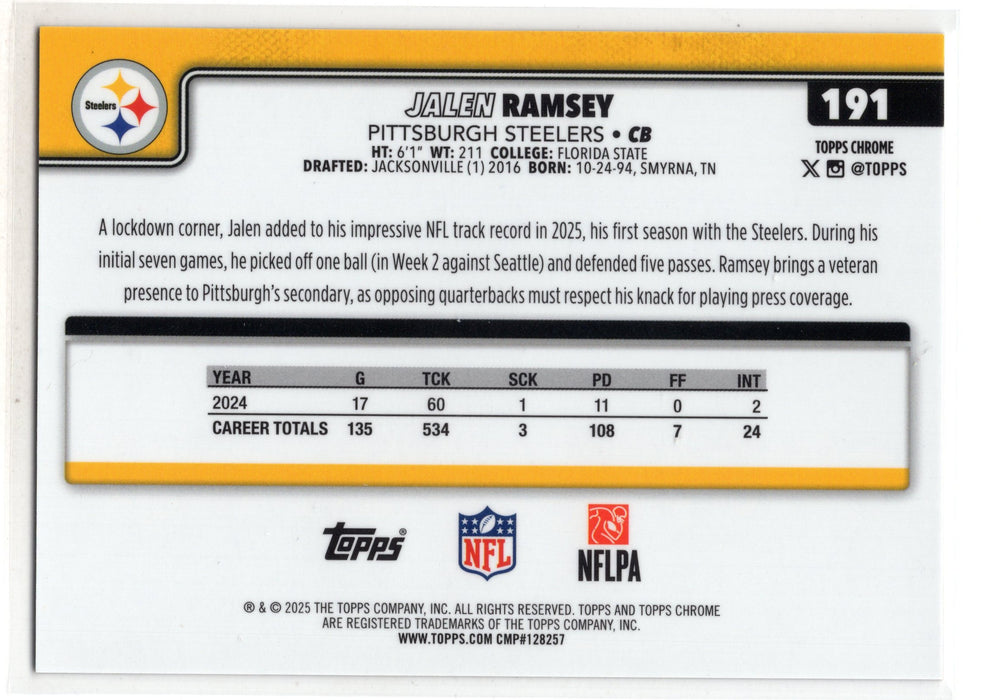 2025 Topps Chrome Jalen Ramsey #191 Gold Lava Refractor /50