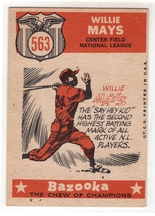 1959 Topps Bazooka Willie Mays #563 The Sporting News All-Star Selection