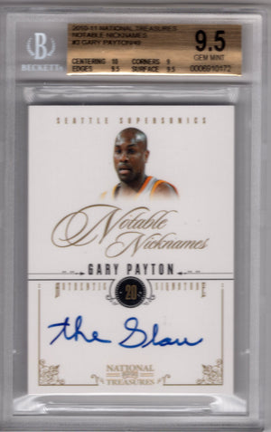 2010-11 National Treasures Gary Payton #3 Notable Nicknames Auto /49 SSP BGS 9.5