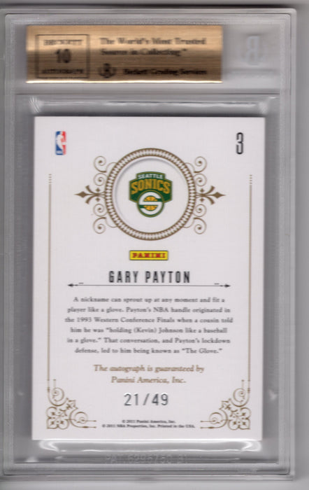2010-11 National Treasures Gary Payton #3 Notable Nicknames Auto /49 SSP BGS 9.5