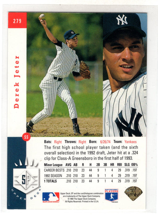 1993 Upper Deck SP Derek Jeter #279 Premier Prospects RC Rookie
