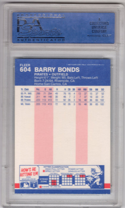 1987 Fleer Barry Bonds #604 RC Rookie PSA 9 A