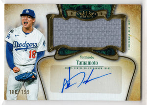 2026 Topps Tier One Yoshinobu Yamamoto #AT1JR-YY GU Game Used Jumbo Patch Auto /199