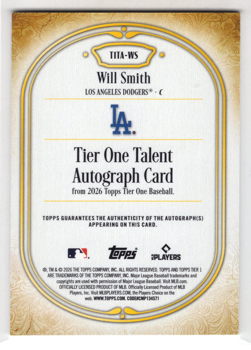 2026 Topps Tier One Talent Will Smith #T1TA-WS Green Auto /49