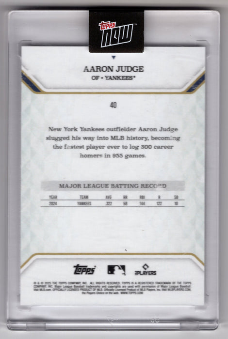 2025 Topps Now MVP Collection Aaron Judge #40 Rose Gold Foil /17