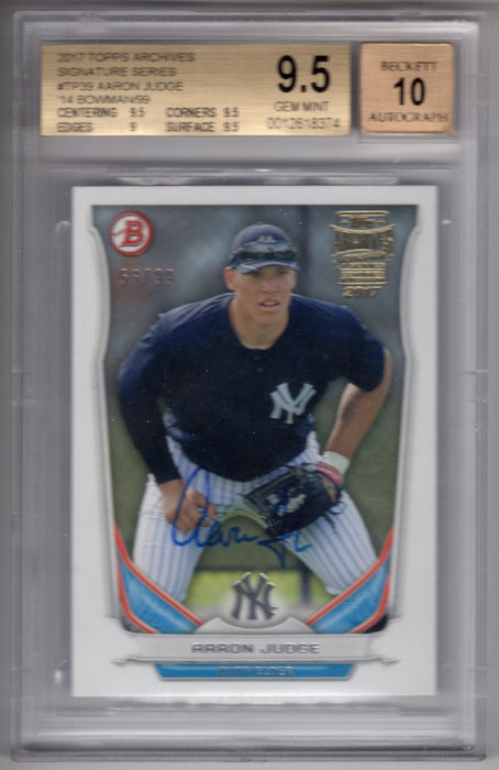 2017 Topps Archives Signature Series Aaron Judge #TP39 RC Rookie /99 BGS 9.5 Auto 10