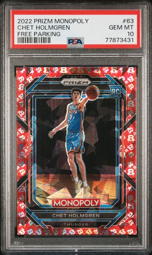 2022 Panini Prizm Monopoly Chet Holmgren #63 Free Parking RC Rookie PSA 10