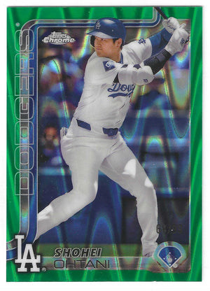 2025 Topps Chrome Shohei Ohtani #1 Green Raywave Refractor /99 SP C
