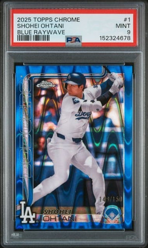 2025 Topps Chrome Shohei Ohtani #1 Blue Raywave Refractor COLOR MATCH /150 SP PSA 9 MINT