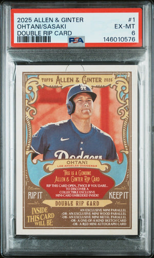 2025 Topps Allen & Ginter Shohei Ohtani Roki Sasaki #1 Double Rip Card /50 PSA 6