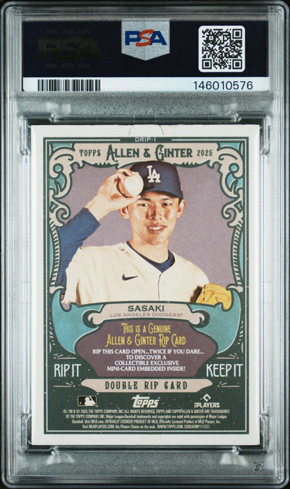 2025 Topps Allen & Ginter Shohei Ohtani Roki Sasaki #1 Double Rip Card /50 PSA 6